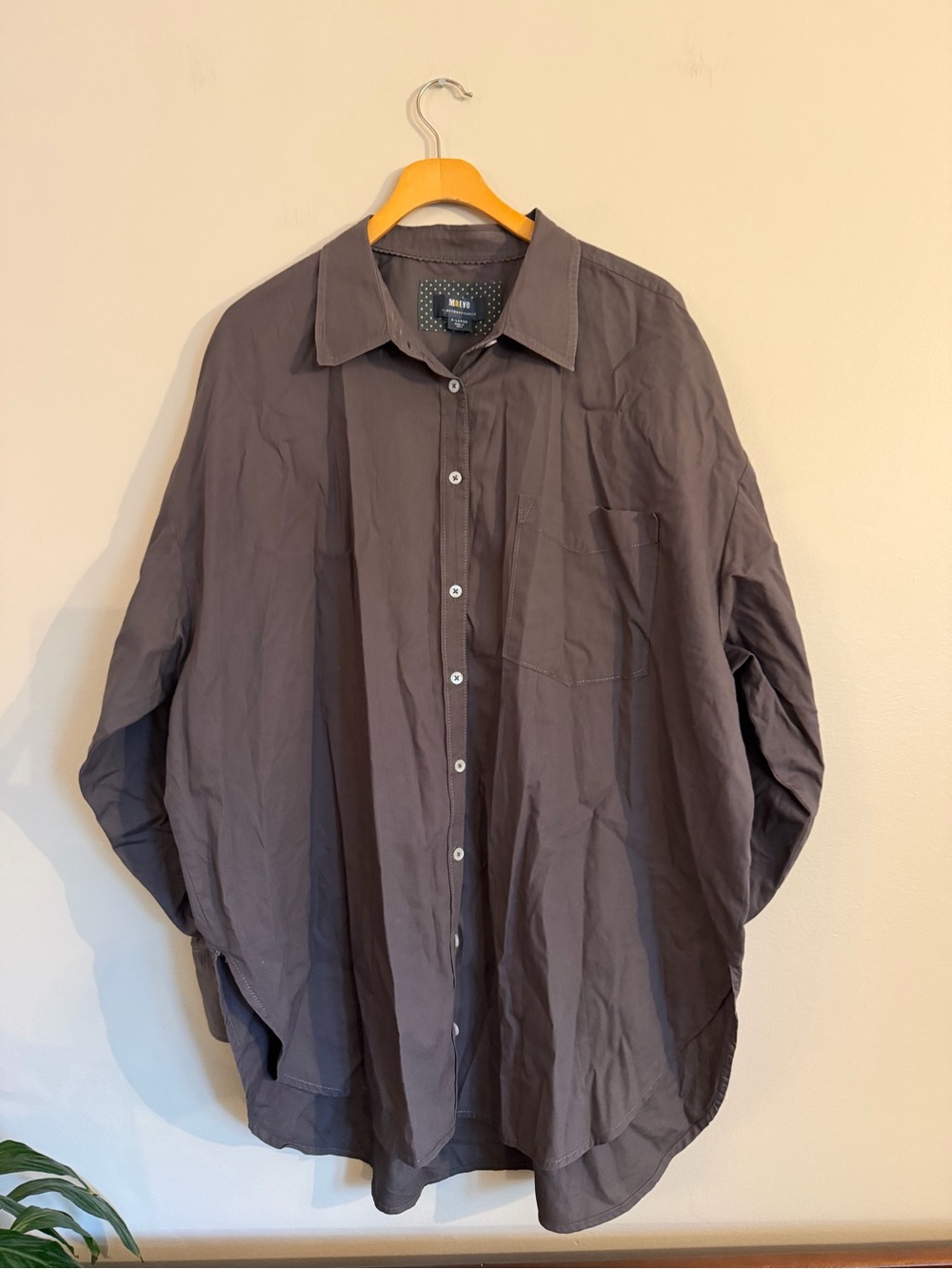 Anthropologie Maeve The Bennet Buttondown Shirt Top  Gray Size XL Oversize